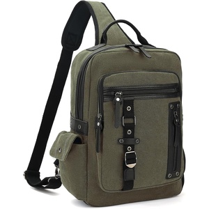 Vintage Messenger Bag, Canvas Backpack for Travel, Men’s Shoulder Bag, Dual-use Bag for Hand Carry and Crossbody Carry(A-green)