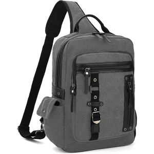 Vintage Messenger Bag, Canvas Backpack for Travel, Men’s Shoulder Bag, Dual-use Bag for Hand Carry and Crossbody Carry(A-grey)