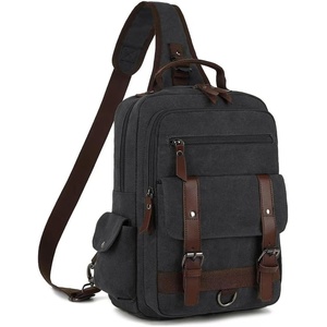 Vintage Messenger Bag, Canvas Backpack for Travel, Men’s Shoulder Bag, Dual-use Bag for Hand Carry and Crossbody Carry(Black)