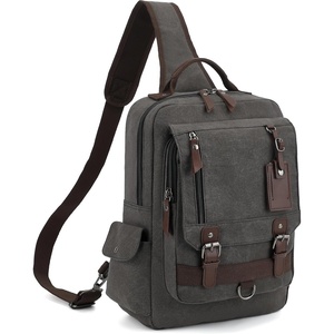 Vintage Messenger Bag, Canvas Backpack for Travel, Men’s Shoulder Bag, Dual-use Bag for Hand Carry and Crossbody Carry(C-black)