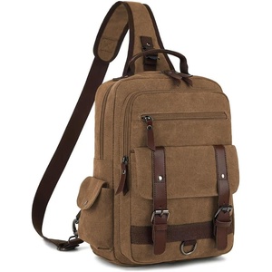 Vintage Messenger Bag, Canvas Backpack for Travel, Men’s Shoulder Bag, Dual-use Bag for Hand Carry and Crossbody Carry(Coffee)