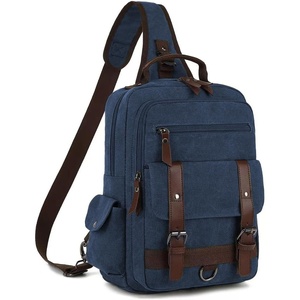 Vintage Messenger Bag, Canvas Backpack for Travel, Men’s Shoulder Bag, Dual-use Bag for Hand Carry and Crossbody Carry(Darkblue)