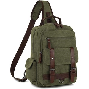 Vintage Messenger Bag, Canvas Backpack for Travel, Men’s Shoulder Bag, Dual-use Bag for Hand Carry and Crossbody Carry(Green)