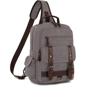 Vintage Messenger Bag, Canvas Backpack for Travel, Men’s Shoulder Bag, Dual-use Bag for Hand Carry and Crossbody Carry(Grey)