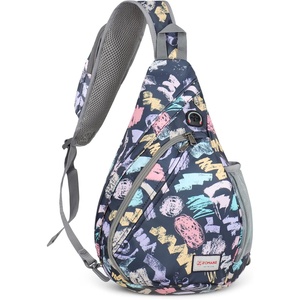ZOMAKE Sling Bag,Small Crossbody Sling Backpack Shoulder Daypack for Travel(Black Graffiti)