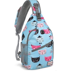 ZOMAKE Sling Bag,Small Crossbody Sling Backpack Shoulder Daypack for Travel(Cat Head)
