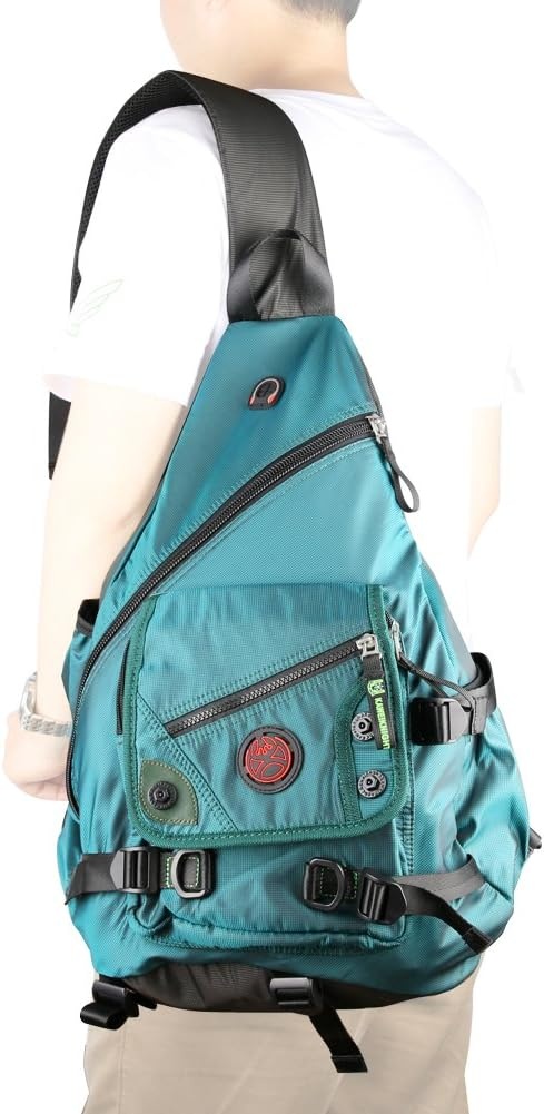 image:imageLarge Sling Bag Laptop Backpack Cross Body Messenger Bag Shoulder Travel Rucksack ABlackAdark Green