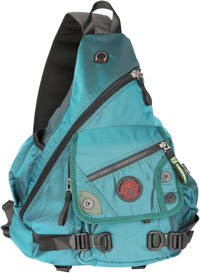 image:imageLarge Sling Bag Laptop Backpack Cross Body Messenger Bag Shoulder Travel Rucksack ABlackAdark Green
