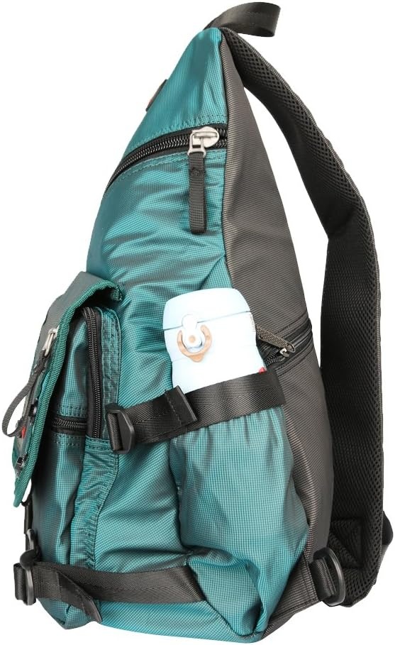 image:imageLarge Sling Bag Laptop Backpack Cross Body Messenger Bag Shoulder Travel Rucksack ABlackAdark Green