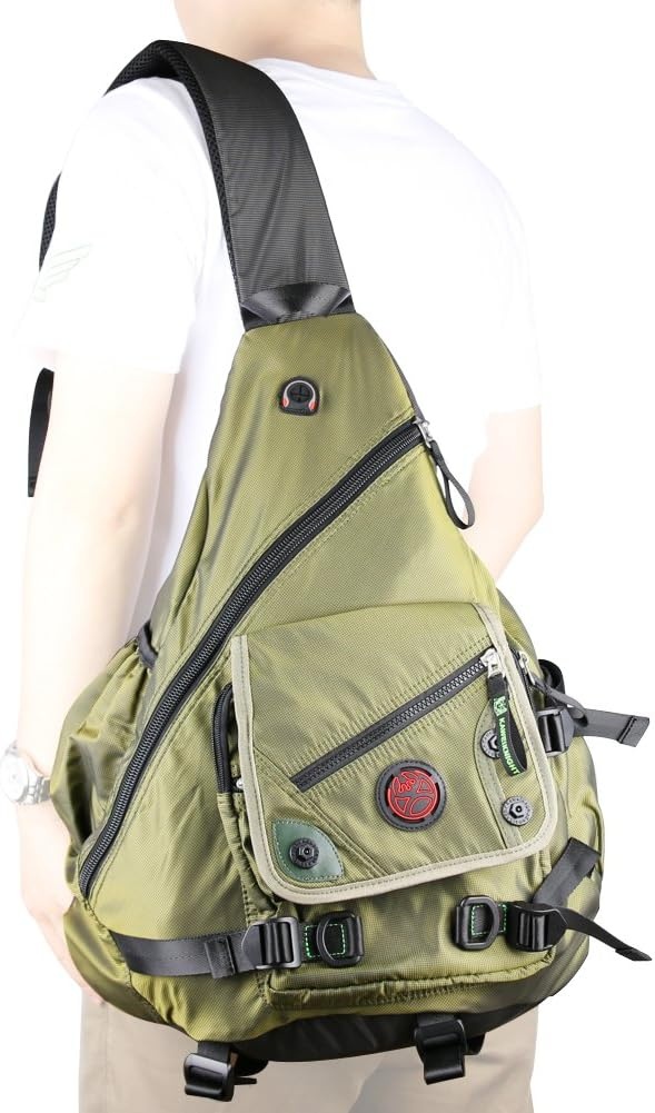 image:imageLarge Sling Bag Laptop Backpack Cross Body Messenger Bag Shoulder Travel Rucksack ABlackAgreen