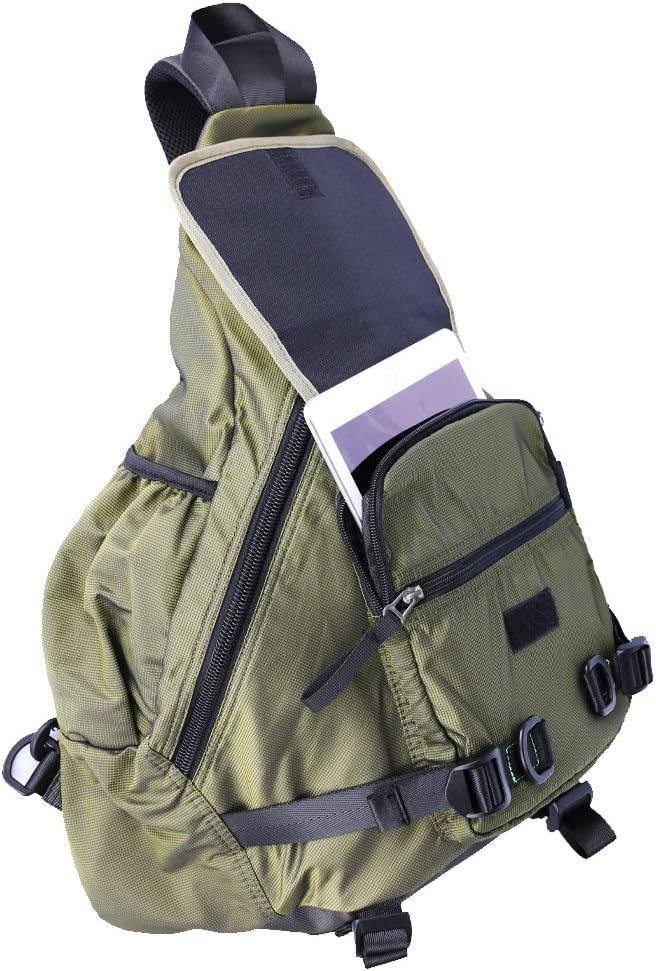image:imageLarge Sling Bag Laptop Backpack Cross Body Messenger Bag Shoulder Travel Rucksack ABlackAgreen