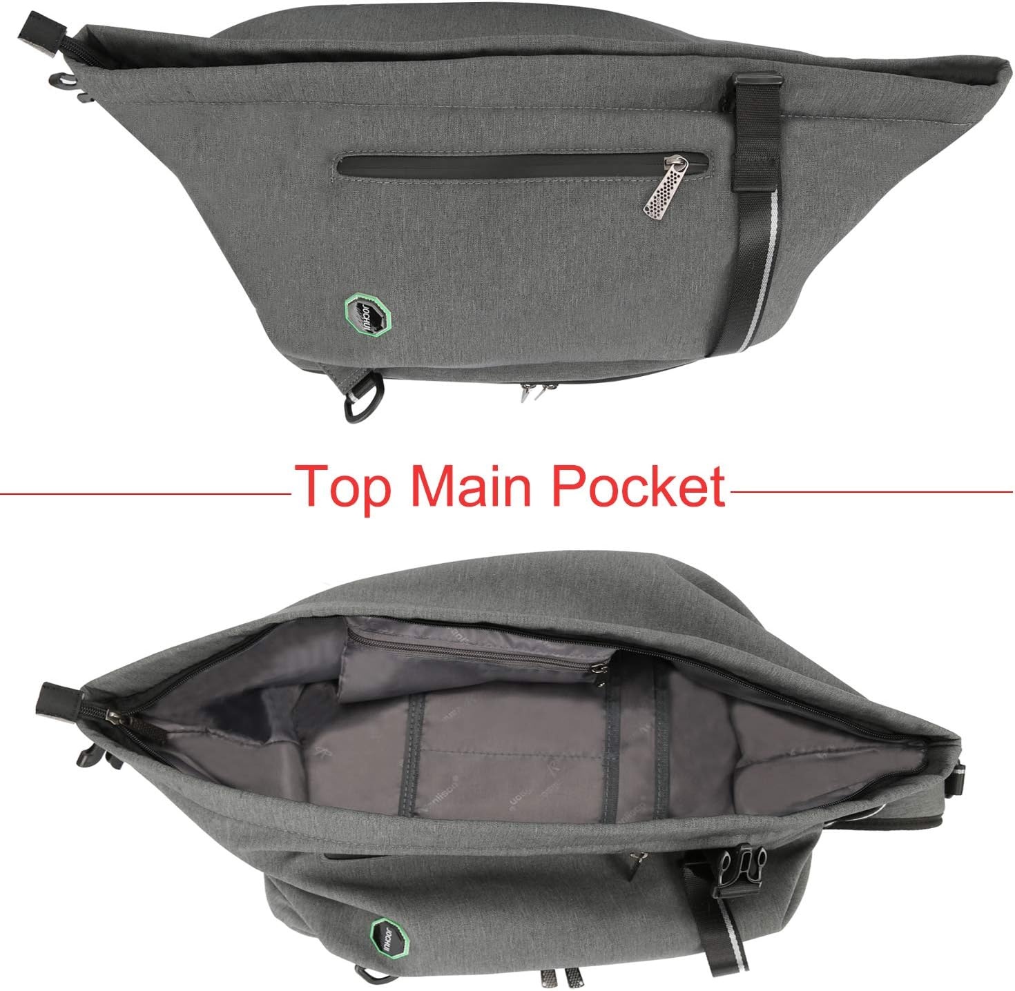 image:imageLarge Sling Bag Laptop Backpack Cross Body Messenger Bag Shoulder Travel Rucksack ABlackBlight Gray