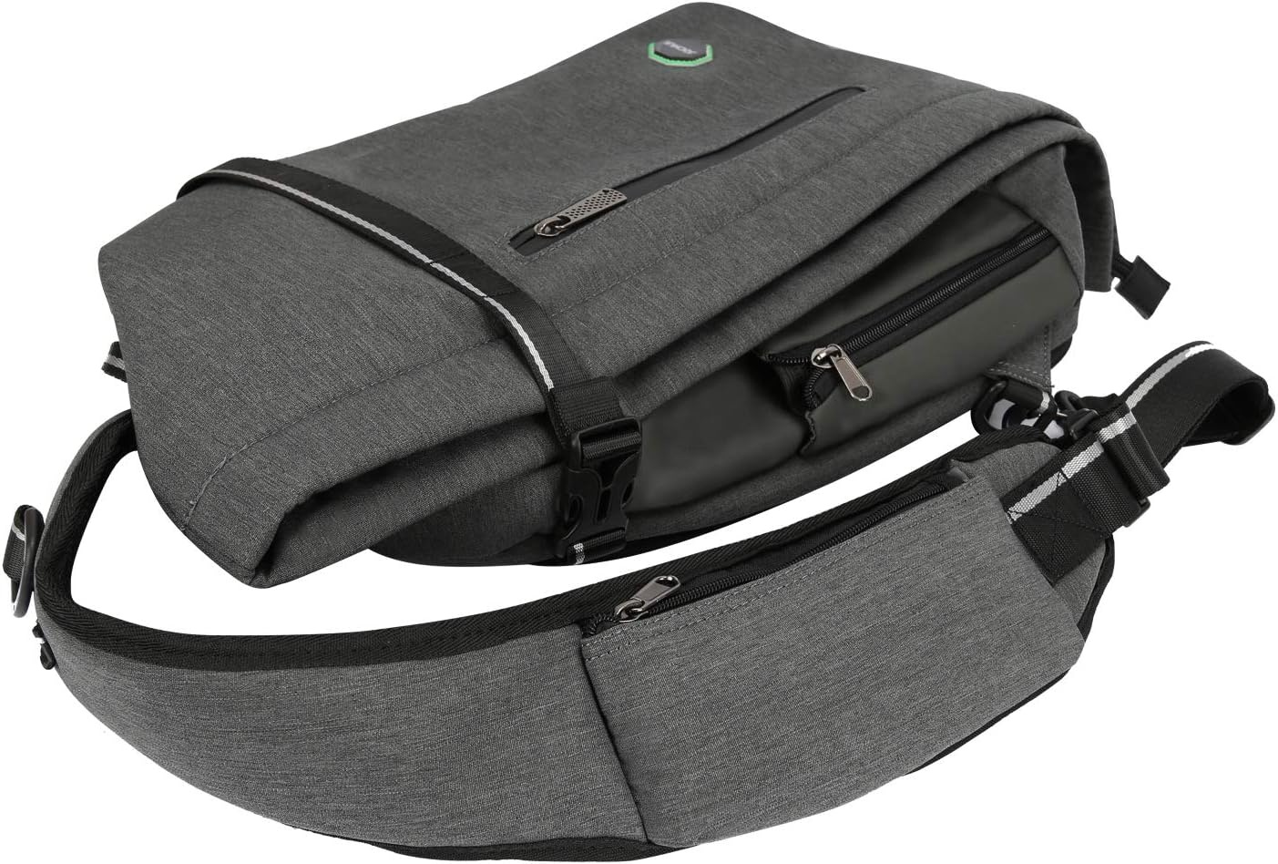 image:imageLarge Sling Bag Laptop Backpack Cross Body Messenger Bag Shoulder Travel Rucksack ABlackBlight Gray