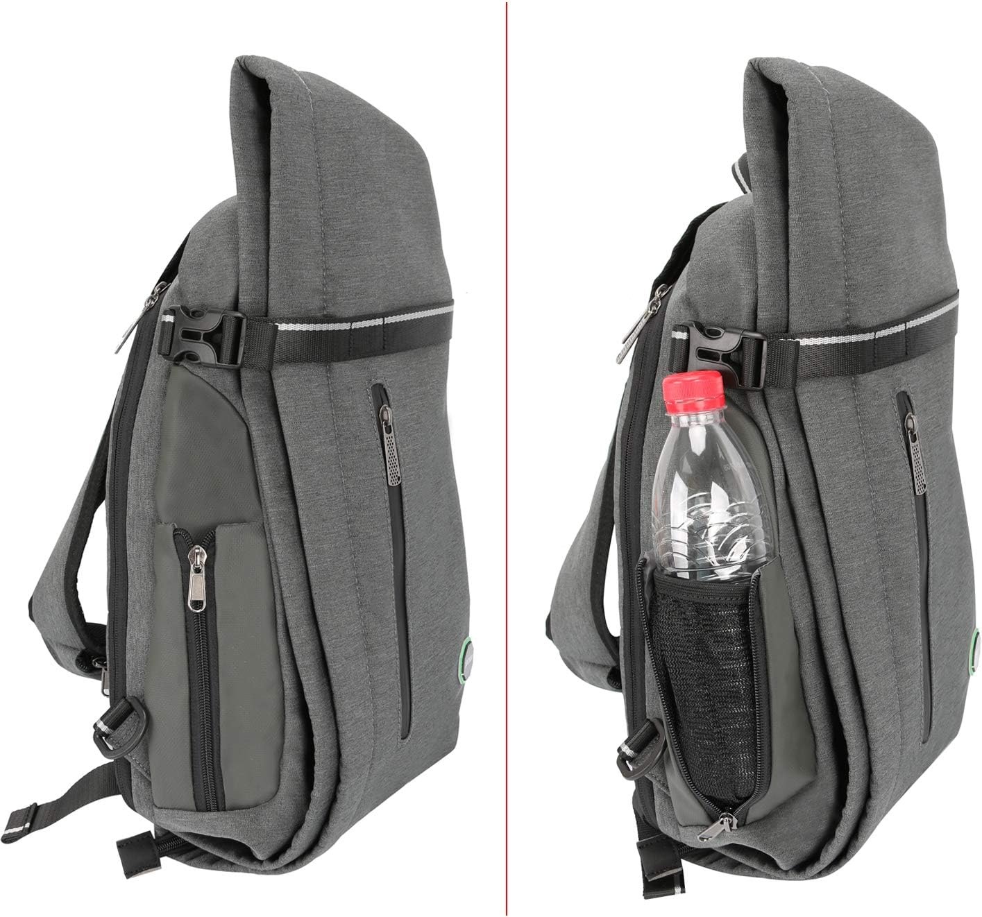 image:imageLarge Sling Bag Laptop Backpack Cross Body Messenger Bag Shoulder Travel Rucksack ABlackBlight Gray