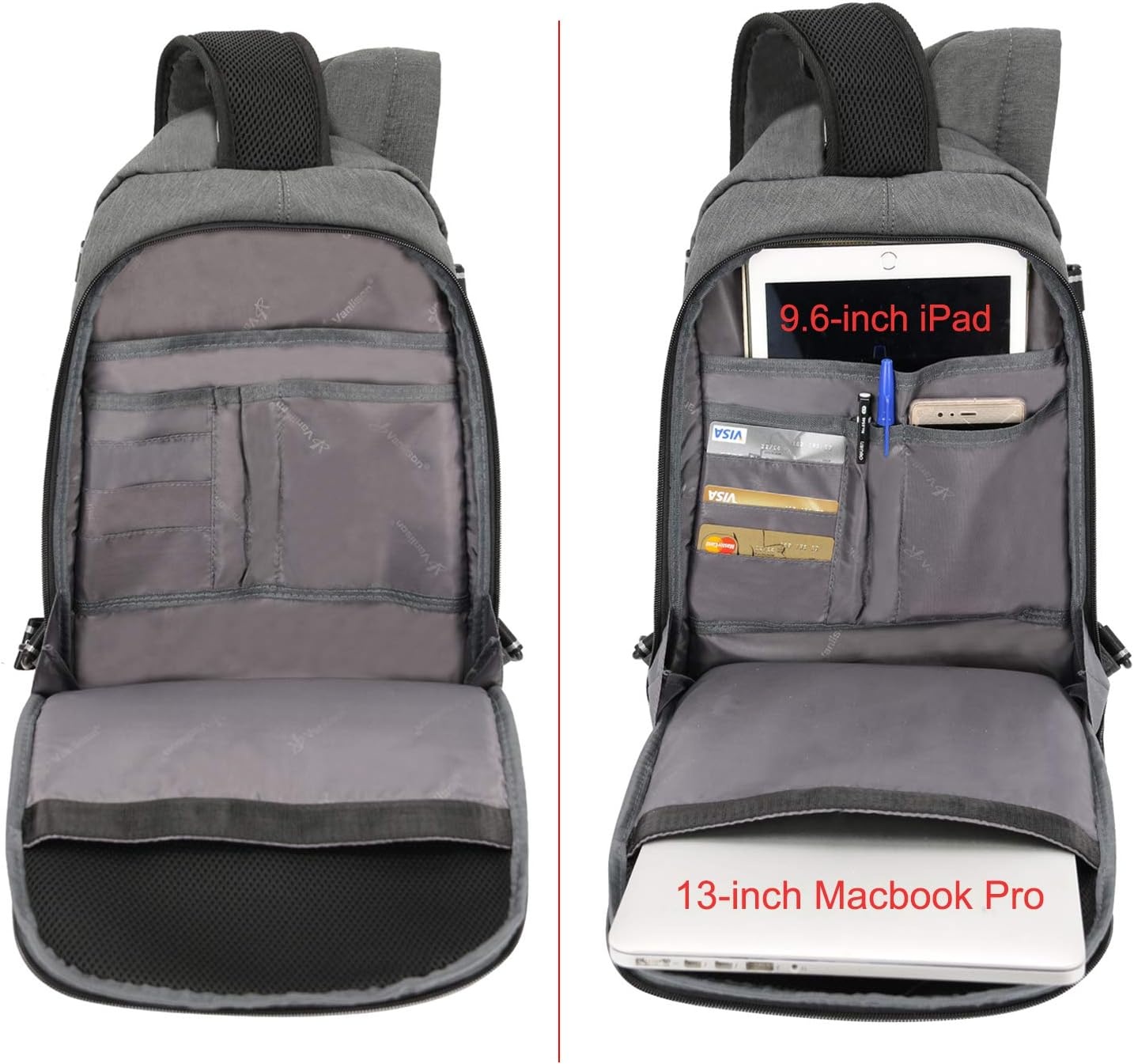 image:imageLarge Sling Bag Laptop Backpack Cross Body Messenger Bag Shoulder Travel Rucksack ABlackBlight Gray
