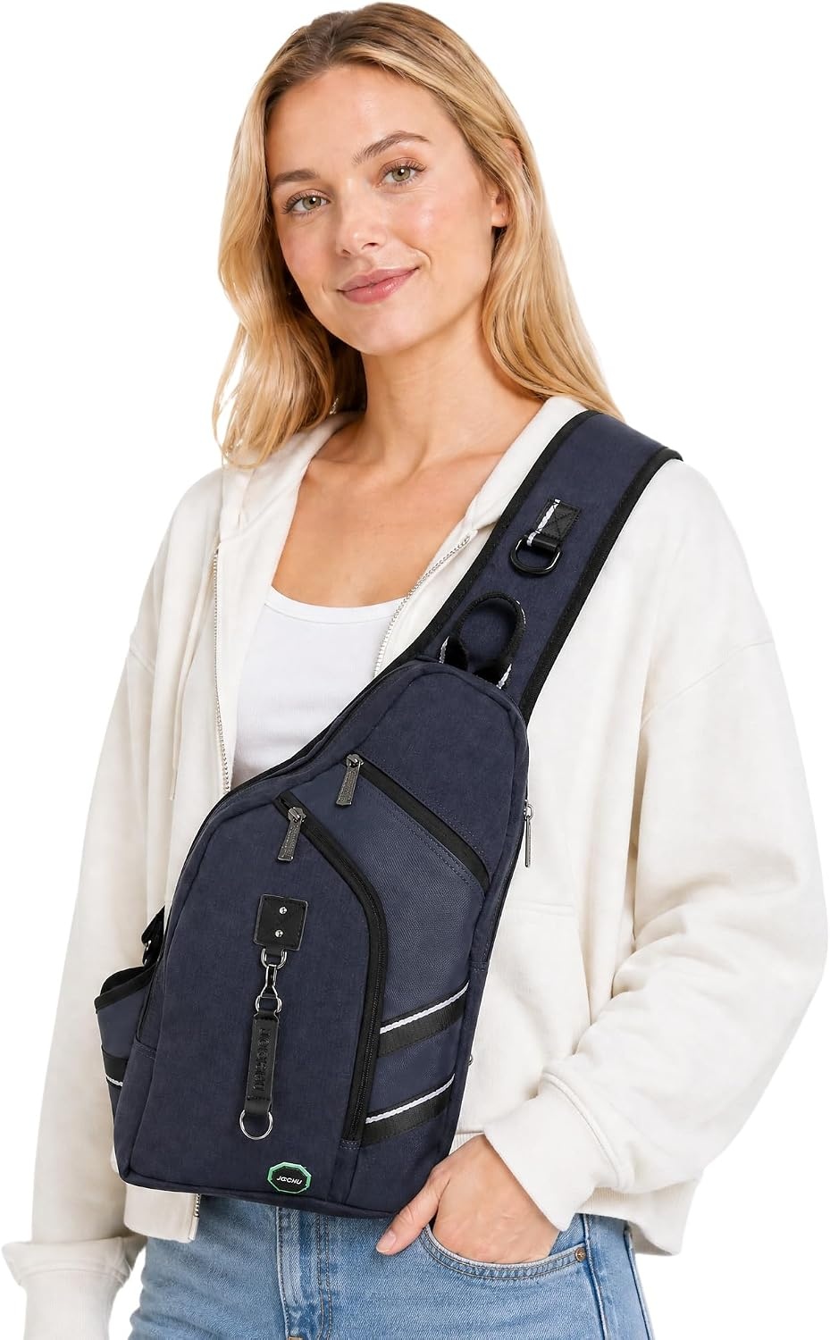 image:imageLarge Sling Bag Laptop Backpack Cross Body Messenger Bag Shoulder Travel Rucksack ABlackBnavy