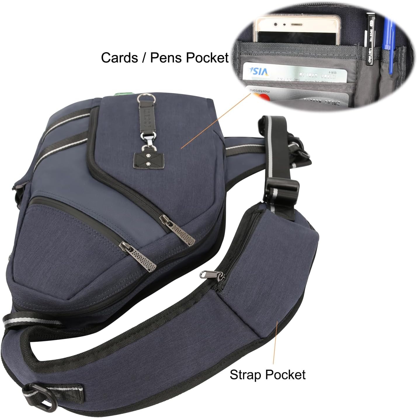 image:imageLarge Sling Bag Laptop Backpack Cross Body Messenger Bag Shoulder Travel Rucksack ABlackBnavy