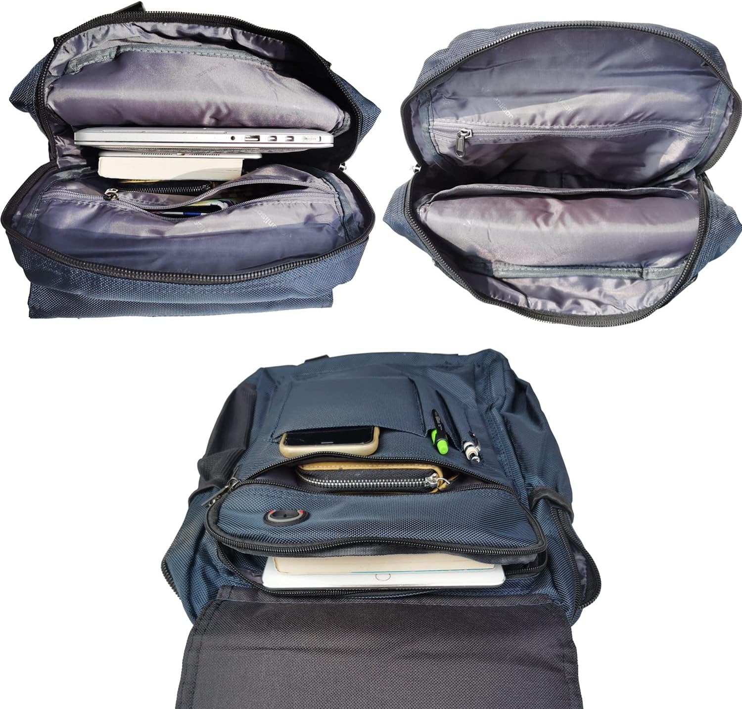 image:imageLarge Sling Bag Laptop Backpack Cross Body Messenger Bag Shoulder Travel Rucksack ABlackC Blue