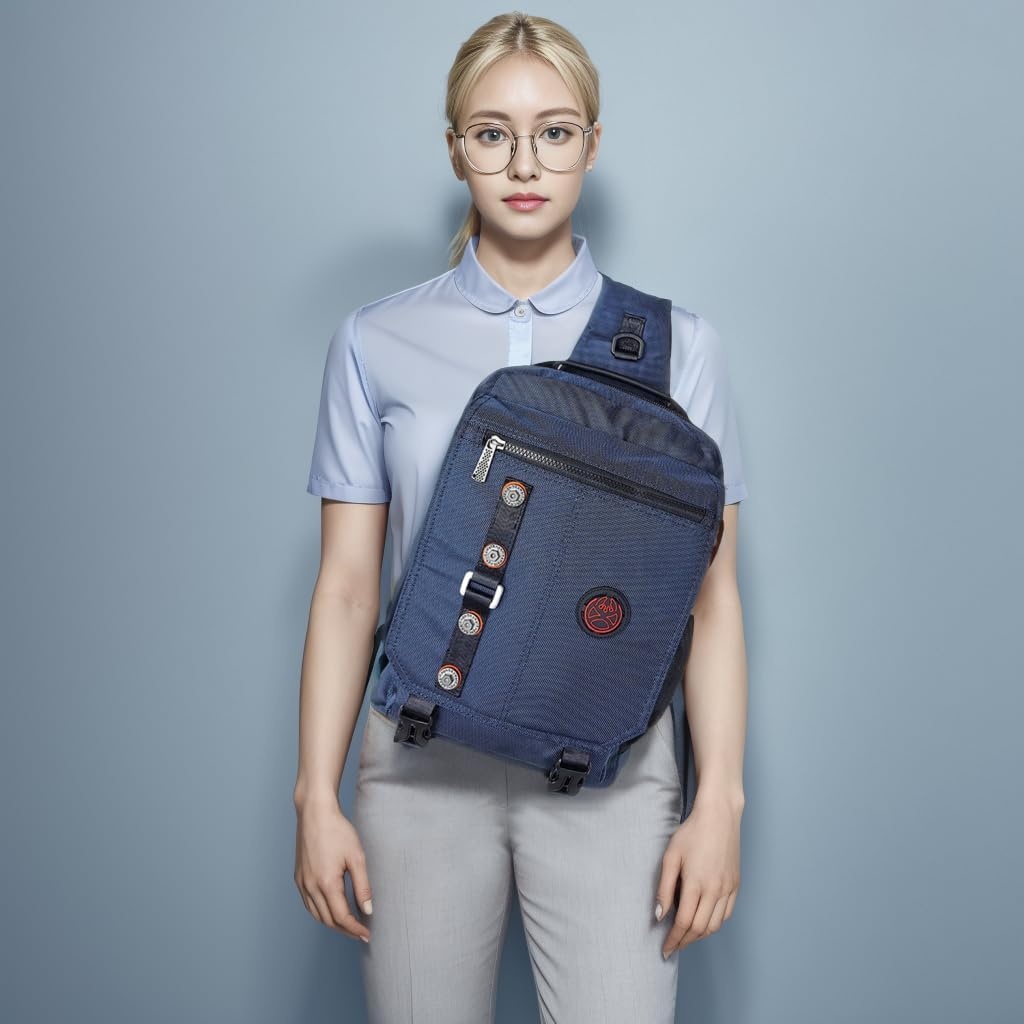 image:imageLarge Sling Bag Laptop Backpack Cross Body Messenger Bag Shoulder Travel Rucksack ABlackC Blue