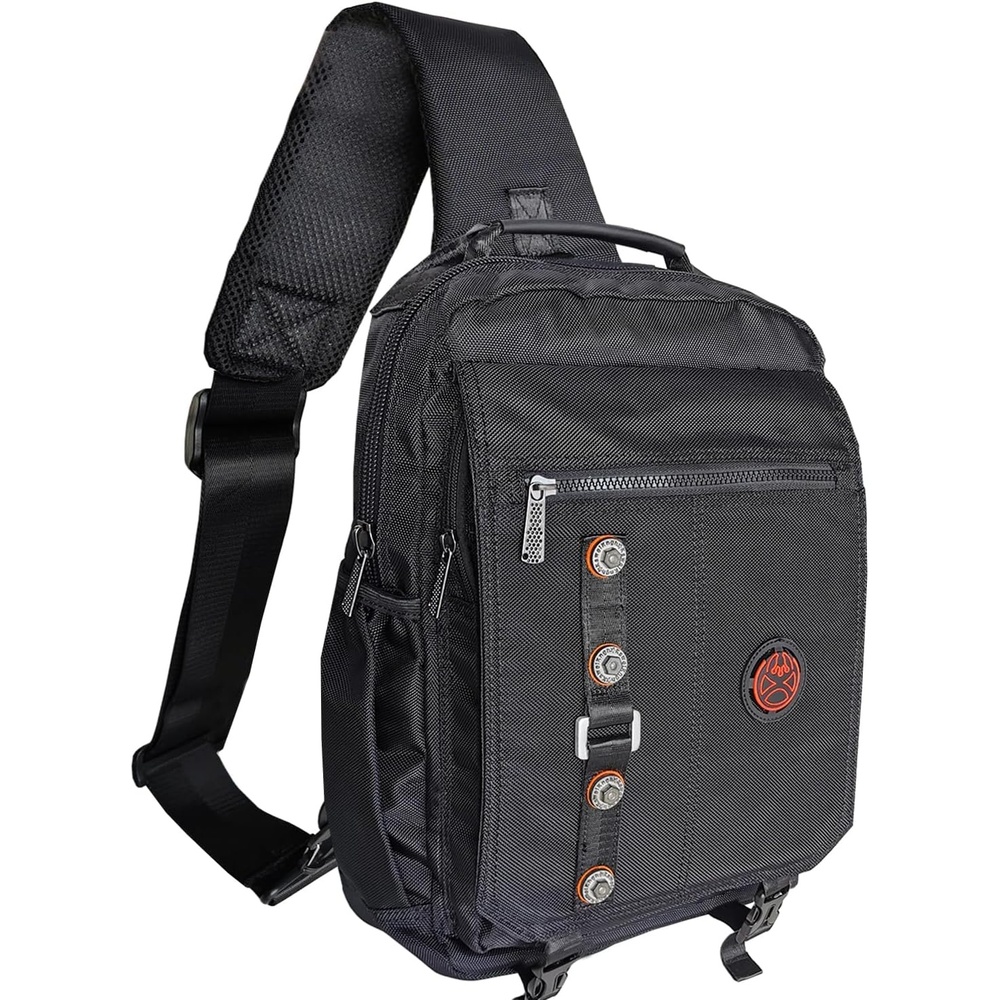 image:imageLarge Sling Bag Laptop Backpack Cross Body Messenger Bag Shoulder Travel Rucksack ABlackC Black
