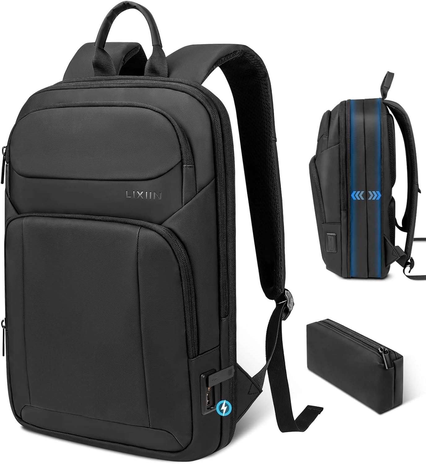 image:imageBackpack for Men Slim amp Expandable Travel Laptop Backpack with USB Charging Port Water Resistant AntiTheft Business Backpack Fits 156In Laptop for Commute Work College with Small BagBusiness BlackBusiness Black