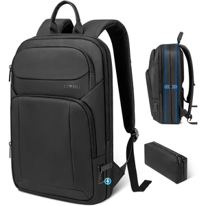 Backpack for Men Slim & Expandable Travel Laptop Backpack with USB Charging Port Water Resistant Anti-Theft Business Backpack Fits 15.6In Laptop for Commute Work College with Small Bag(Business Black)(Business Black)
