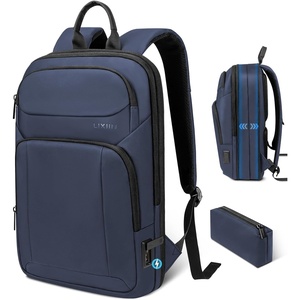 Backpack for Men Slim & Expandable Travel Laptop Backpack with USB Charging Port Water Resistant Anti-Theft Business Backpack Fits 15.6In Laptop for Commute Work College with Small Bag(Business Black)(Navy Blue)