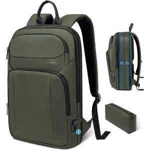 Backpack for Men Slim & Expandable Travel Laptop Backpack with USB Charging Port Water Resistant Anti-Theft Business Backpack Fits 15.6In Laptop for Commute Work College with Small Bag(Business Black)(Olive Green)